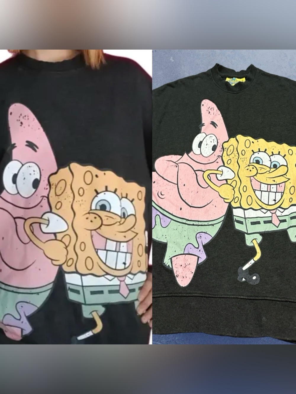 Nickelodeon SpongeBob & Patrick Black Kids Graphic Sweatshirt XS